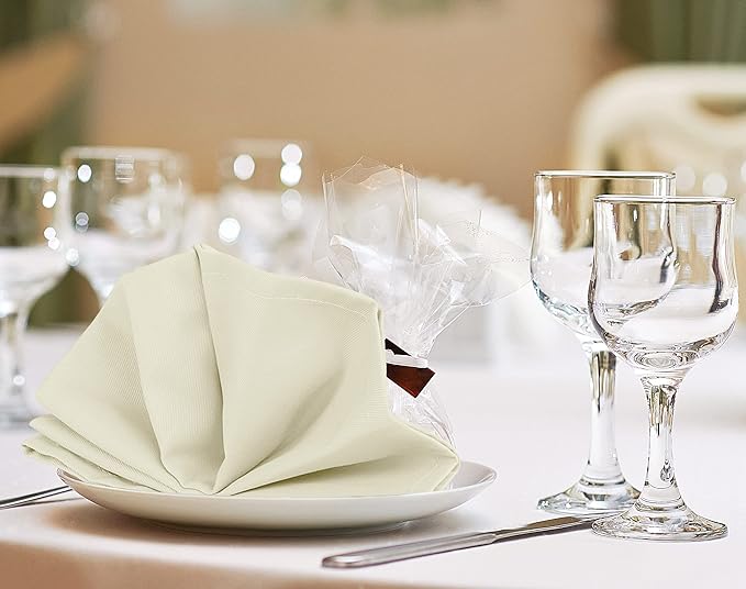 Utopia Kitchen Ivory Cloth Napkins [12 Pack, 18x18 Inch] Absorbent Cotton Blend Washable and Reusable for Dinner, Restaurant, Lunch, Wedding and Hotel