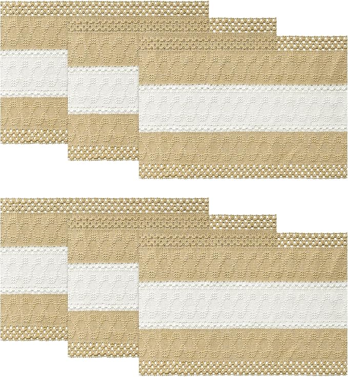Artoid Mode Burlap Brown Farmhouse Rustic Placemats Set of 6,12x18 Inch Seasonal Hollow Table Mats Party Kitchen Dining Decoration