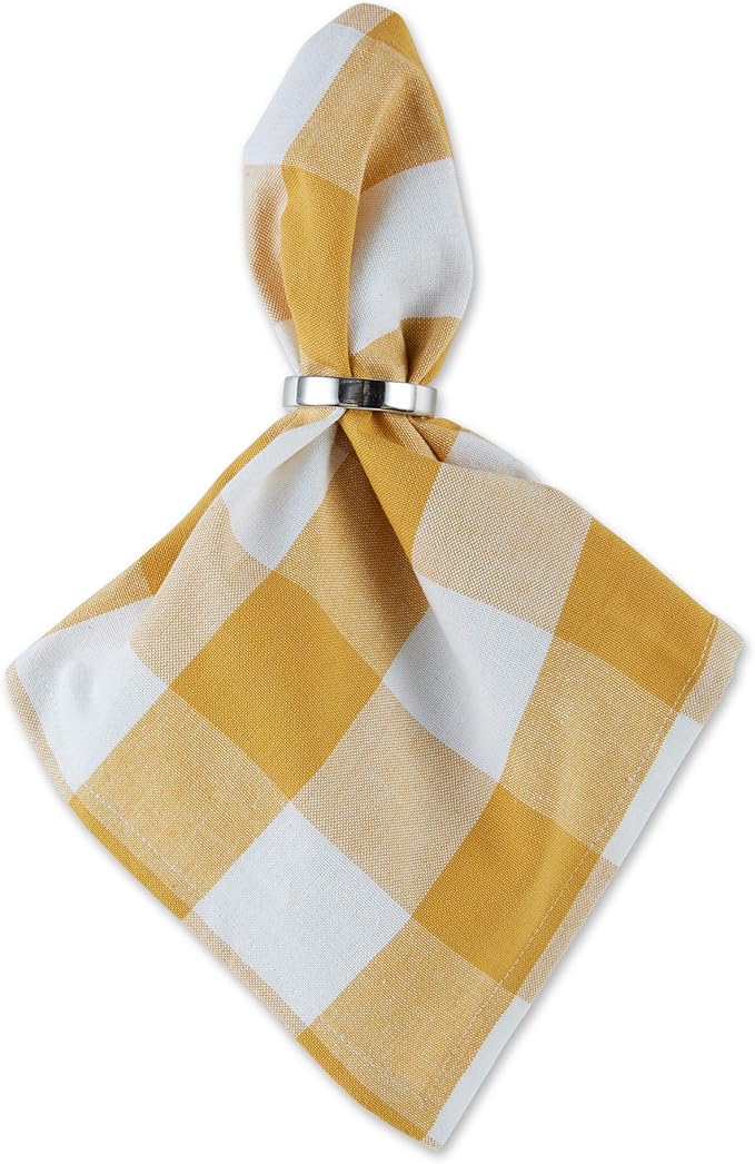DII Buffalo Check Collection, Classic Farmhouse Cloth Napkin Set, 20x20, Honey Gold, 6 Piece