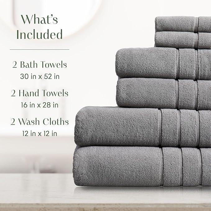 Springtree Home Luxury Turkish Cotton Bath Towels Set | 100% Turkish Cotton | Premium Bath Towels | Ultra Soft Thick Plush & Highly Absorbent | Luxury Hotel & Spa Bathroom Towels | Carbon