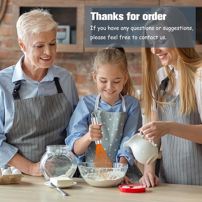 OYV Orange Silicone Whisk, Professional Whisks For Cooking Non-Scratch, Stainless Steel & Silicone Wisk, Plastic Rubber Whisk Tool For Nonstick Cookware Pans, BPA free, Silicon Wisks Set of 3