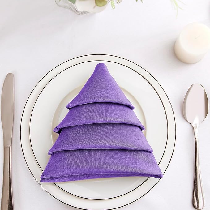 Bailarina Cloth Napkins Set of 120,17x17 inches Dinner Napkins Cloth Washable,Polyester Square Table Cloth Napkin Bulk with Hemmed Edges Ideal for Banquets, Parties and Weddings-Purple