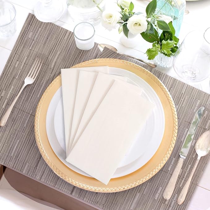 200 Linen-Feel Guest Towels Cloth-Like Hand Towels Disposable Bathroom Napkins Thicken Guest Towel Soft, Absorbent 12" x 17" for Bathroom, Kitchen, Wedding Reception or Dinner Party