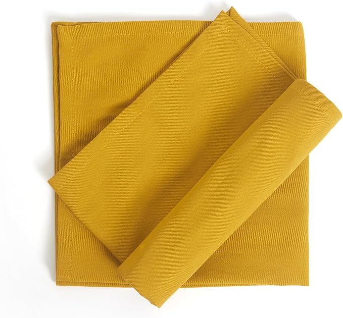 Accent Home 100% Cotton Napkins, Delicate Cloth Napkins for Dinners, Parties and Weddings，18 x 18 Inch Set of 6 - Mustard