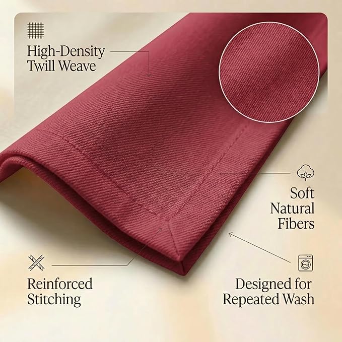 ACCENTHOME Accent Home 100% Cotton Napkins, Delicate Cloth Napkins for Dinners, Parties and Weddings，18 x 18 Inch Set of 12 - Red