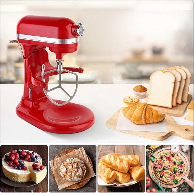 Stainless Steel Flat Beater Attachment Compatible with KitchenAid 5 Plus -6QT Mixer Bowl Lift Stand Mixer, Quick Kneading of Bread, Pasta, Cookies, Pizza, Etc. Dishwasher Safe