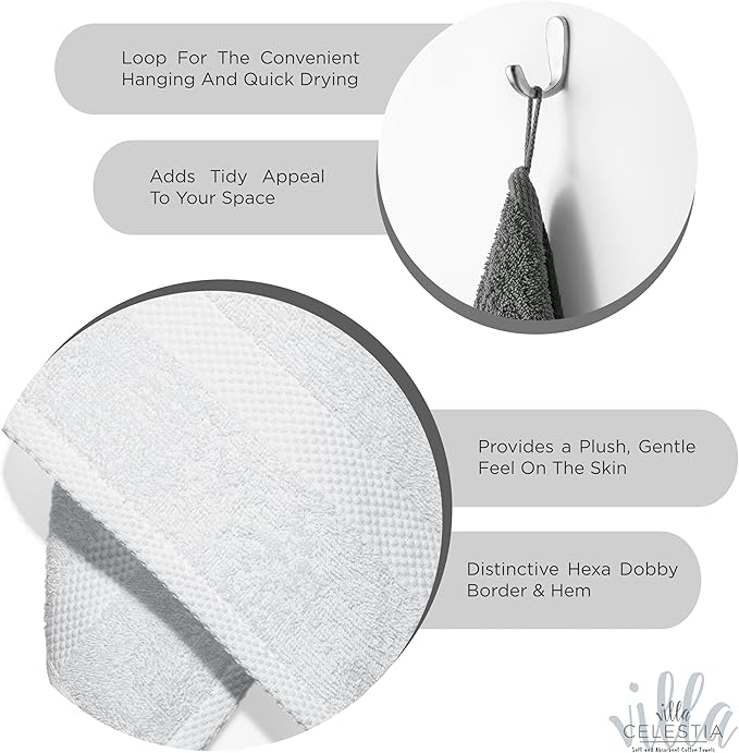 100% Cotton Bath Towel Set of 24-6 Bath Towels, 6 Hand Towels, 12 Wash Cloths, Sustainable, Soft, Highly Absorbent, Combed Cotton 24 Piece Set for Hotels, Spa, Bathroom, Dorm, White