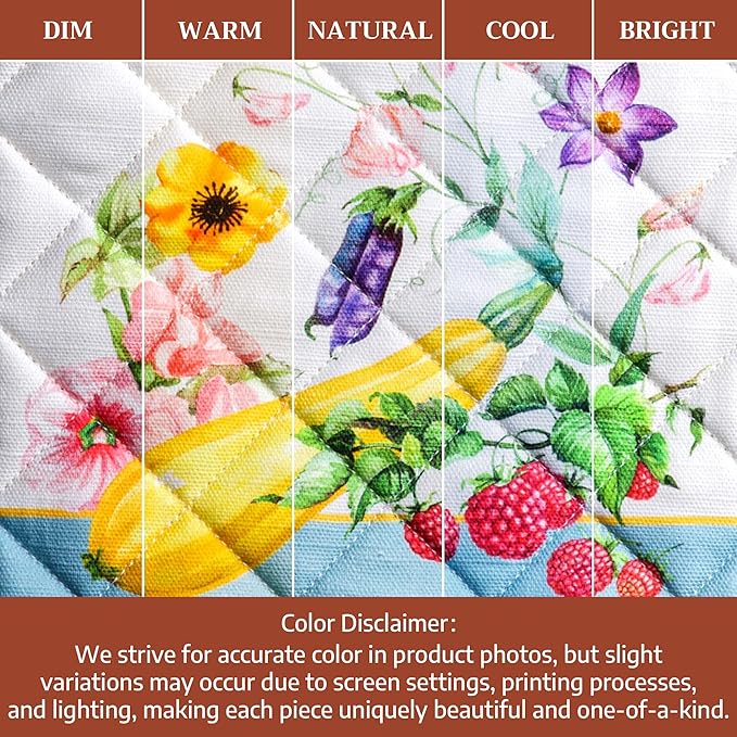 Maison d' Hermine Pot Holders 100% Cotton Heat Resistant Potholders 8" x 8" Hot Pads with Loop BBQ Cooking Baking Gifts for Mothers Day Handling Hot Pans Spring/Summer (Pack of 2, Giverny)