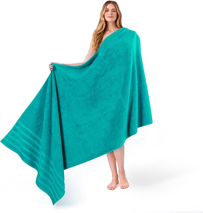 American Soft Linen 35x70 Jumbo Large Bath Towel, 600 GSM 100% Cotton Turkish Bath Sheet, Oversized Luxury Bath Towel for Bathroom Beach and Pool, Turquoise