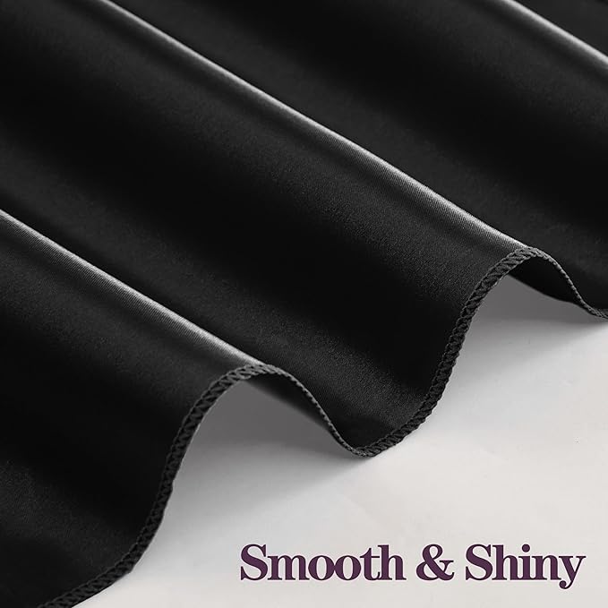 RUDONG M 100 Pcs Black Satin Napkins and Napkin Rings Set, 17 x 17 Inch Square Cloth Napkins Set of 50, Silky Soft Table Napkins Bulk for Weddings, Banquet, Parties Dinner Decoration
