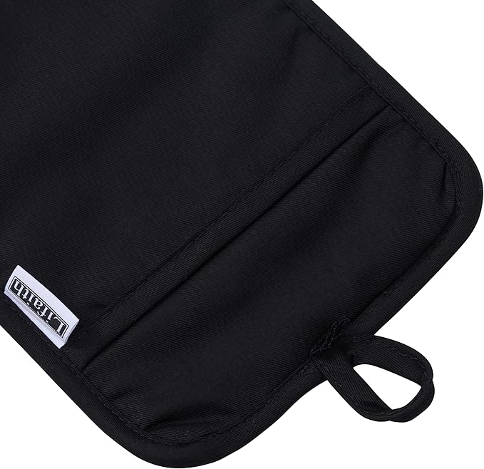 Silicone Pot Holders for Kitchen, Set of 3, Heat Resistant to 500°F, Non-Slip Wave Texture with Pocket & Hanging Loop, 7" x 9" Hot Pads for Cooking, Baking & Counter Protection (Black)