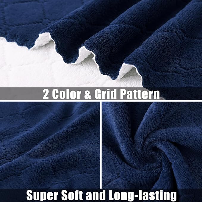 Mordimy 24 Pack Kitchen Cloths Dish Towels (10" x 10", Navy Blue & White), Super Soft and Absorbent Dish Cloths, Coral Velvet Microfiber Cleaning Cloth, Nonstick Oil Fast Dry Dishcloths