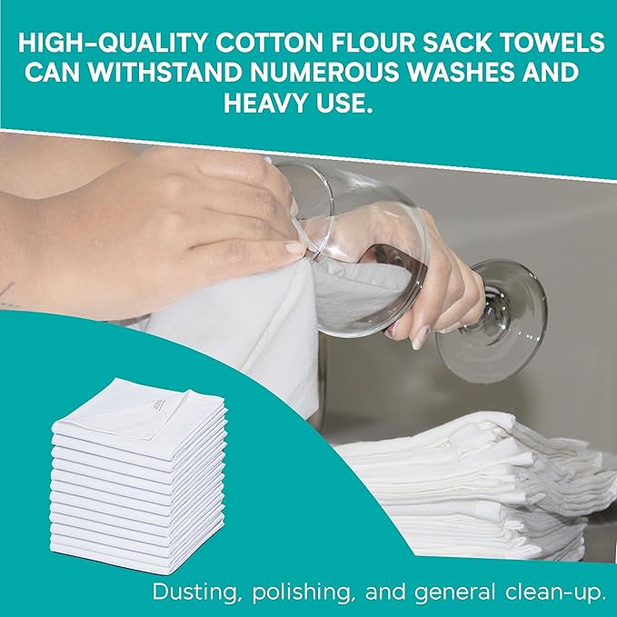 Dish Cloths Cotton | Kitchen Wash Cloth | Shop Towels Absorbent and Lint Free Flour Sack | Dishcloths for Kitchen Washing Dishes | Thick Absorbent Quick Dry Dish Rags | 4 Pack 13"x13" White