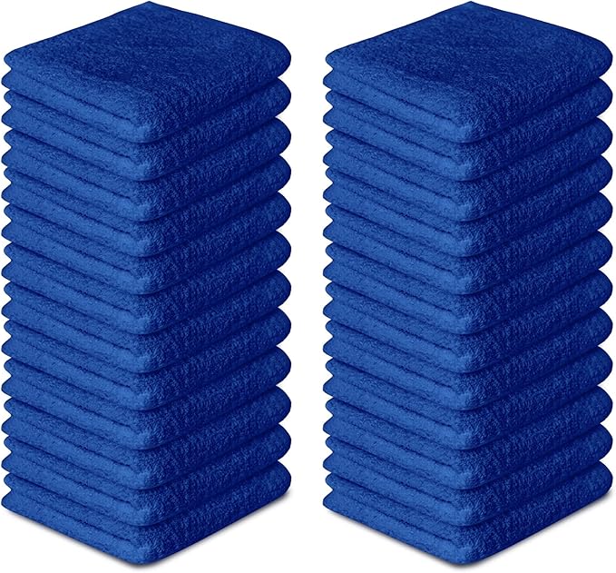 Softolle 100% Cotton Washcloths 24 Pack (12x12 Inches) Soft, Highly Absorbent Washcloth, Face Towels, Wash Cloths for Face, Ring Spun, Bulk Pack (Royal Blue)