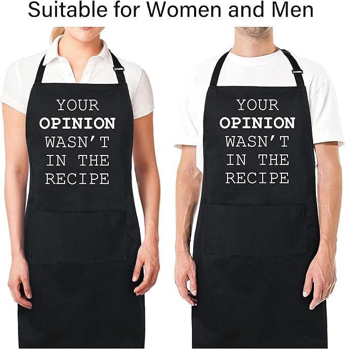 Xornis 100% Cotton Funny Apron with 2 Pockets for Men Women BBQ Grilling Adjustable Bib Black Aprons Gifts Cooking Kitchen