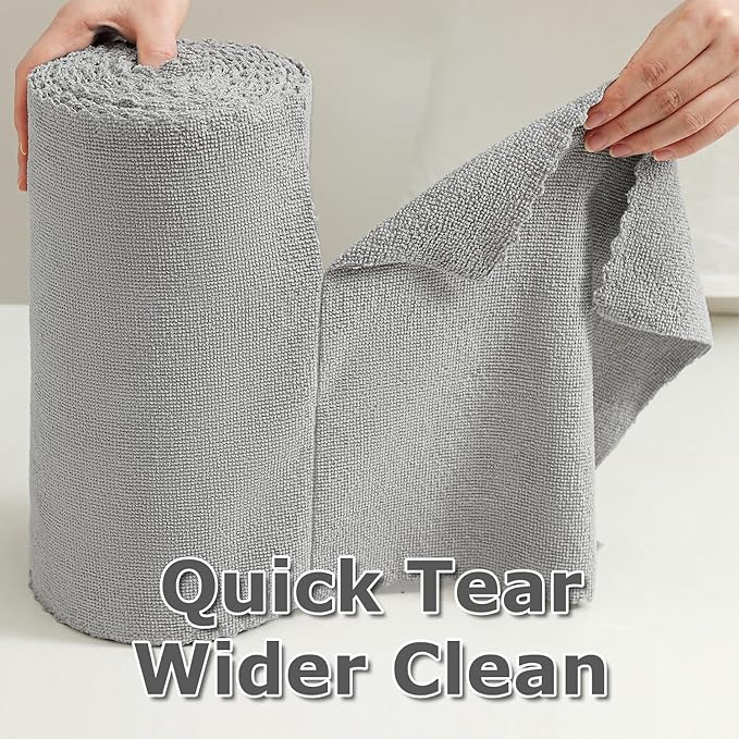 Jessy Home 80 Pack Reusable Paper Towels Grey Microfiber Cleaning Cloth Roll 12"x12" Microfiber Towels for Cars, Tear Away Cloth, Lint Free Rags for House, Kitchen,Window,Cleaning Supplies