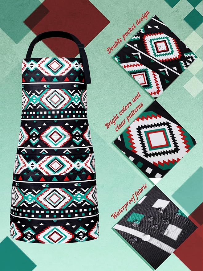 Geetery 4 Pcs Chicken Aprons for Women Rooster Print Apron Waterproof Adjustable for Kitchen Cooking
