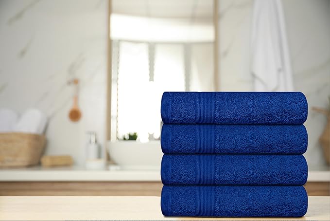 Premium Hand Towels Pack of 6 (16" x 30”) 100% Combed Ring Spun Cotton | Highly Absorbent Hand Towels Set | Ultra Soft for Home, Gym & Spa (Royal Blue)