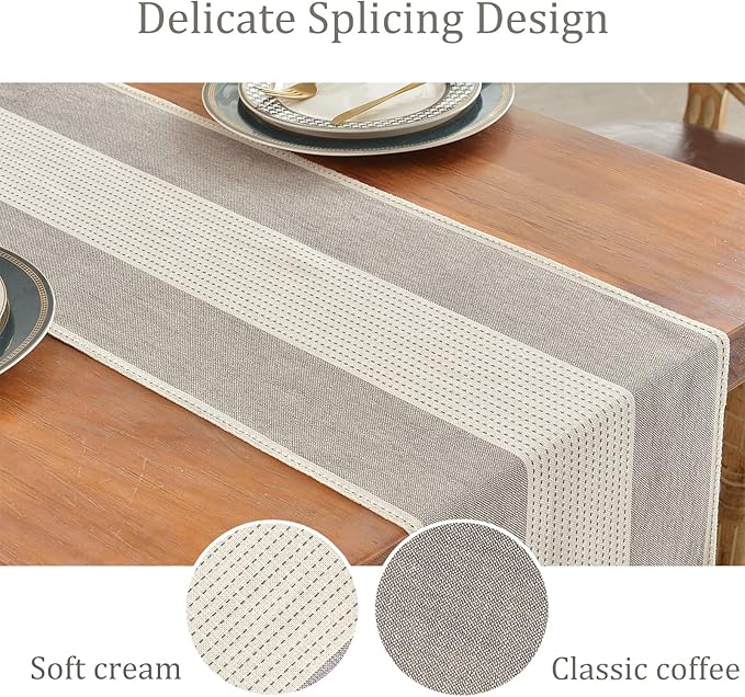 Wracra Linen Table Runner, Farmhouse Macrame Table Runners 60 Inches Long for Dining Table Decor, Wedding, Party and Dresser Decor (Dark Coffee,60")