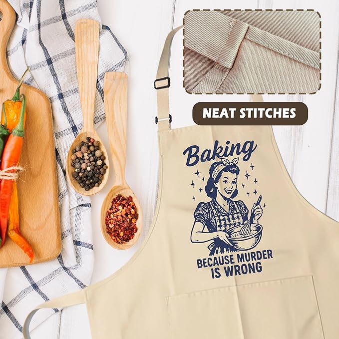 Funny Aprons for Women - Baking Gift for Women, Mothers Day Christmas Birthday Gifts, Perfect for Cooking, Bartending