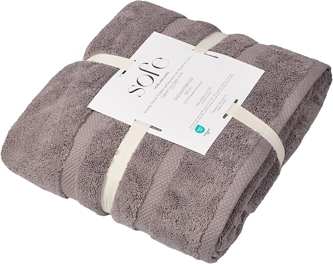 SOFE H&L | Olea Luxury Turkish Cotton Bath Towel Set of 1 : 1 Jumbo Bath Towel - Dark Gray | Premium, Soft, Durable, Absorbent | XL Bath Towels Oversized