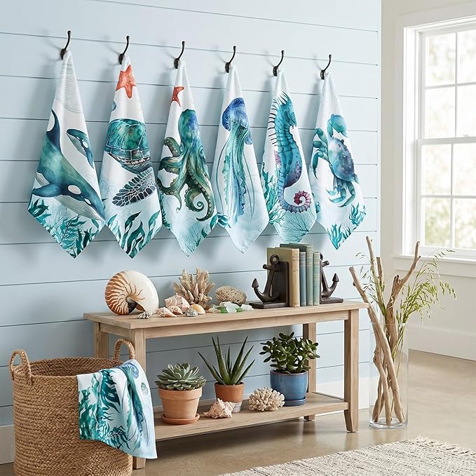 HunnmingRe Wildflower Floral Flour Sack Towels - Set of 6 Spring Flour Kitchen Towels Large 28 x 27 Inch Reusable Versatile Cotton Cloths Bathroom Decor Housewarming Gift, Vintage Flower(Attractive)