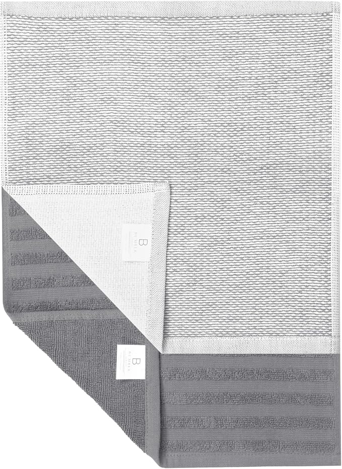 Bumble Premium Dish Cloths 13"x13" (6 Pack) | 100% Natural Ring Spun Cotton | 400 GSM | Highly Absorbent & Soft |Yarn Dyed & Solid Dyed Terry Dish Cloth Set - Grey