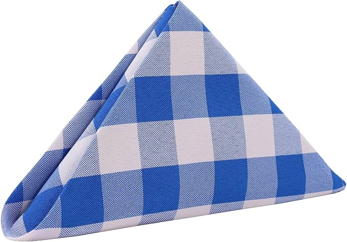 Your Chair Covers Cloth Polyester Napkins, 20 x 20 Inch, Washable Dinner Fabric Linen Napkins with Hemmed Edges for Restaurant, Wedding and Holiday Pack of 10 (Checkered Royal Blue)