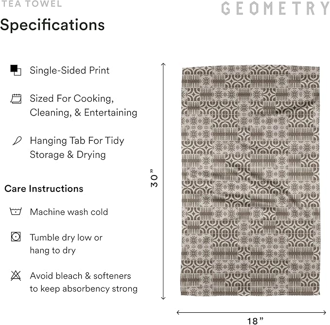 GEOMETRY Spring Kitchen Towels - Quick Dry Microfiber Cloth Spring & Summer Dish Towels for Kitchen Drying - Premium Quick Dry Towel - Sandy, 18" x 30" - 1-Pack