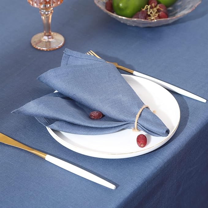 Simple&Opulence Textured Tablecloth 100% Linen Table Cloth, Kitchen Dinning Tabletop Decoration, for Outdoor and Indoor Use (Classic Blue, 54"×72")