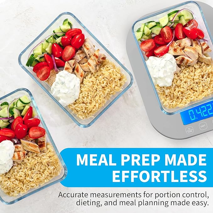 Smart Weigh Gray Digital Kitchen Scale for Cooking, Weight Loss, Calorie Tracking, Baking, Food Portion Control, and Meal Prep - Accurate Measurements in Grams and Ounces