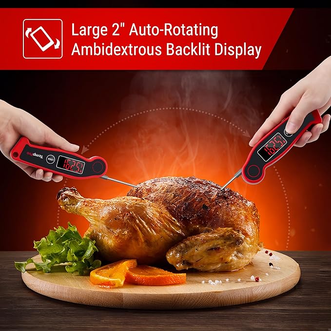 TempPro TP19 Waterproof Digital Meat Thermometer for Grilling with Ambidextrous Backlit & Thermocouple Instant Read Kitchen Cooking Food Thermometer for Candy Oil BBQ Smoker (Previously ThermoPro)