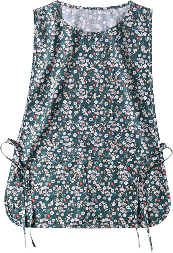 Women Cobbler Apron with 2 Pockets, Vintage Floral Aprons for Women Chef Apron for Baking, Cooking, Gardening