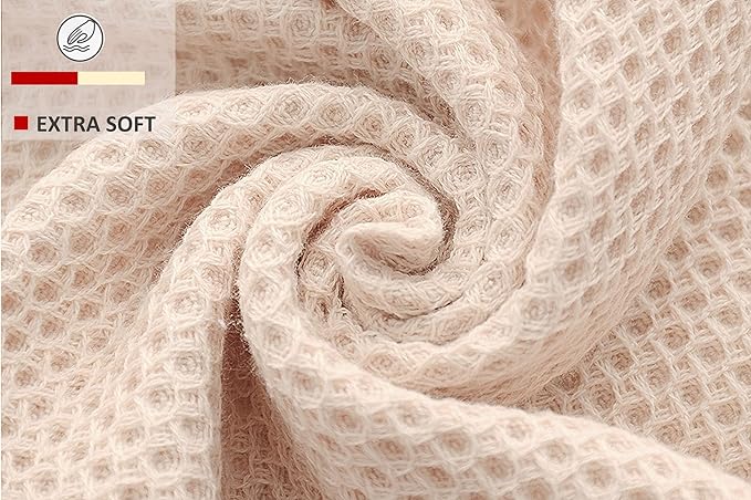 Kitchen Towels 100% Cotton Waffle Weave Dish Towel for Cleaning Drying Dishes Extra Absorbent and Soft, Dish Cloth,13 x 28 in(Beige-4 Pack)