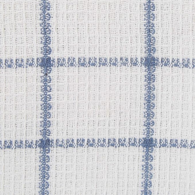 DII Scrubber Dishcloths Collection Windowpane Dishrag Set, 12x12, White/Stonewash Blue Stripe, 6 Piece