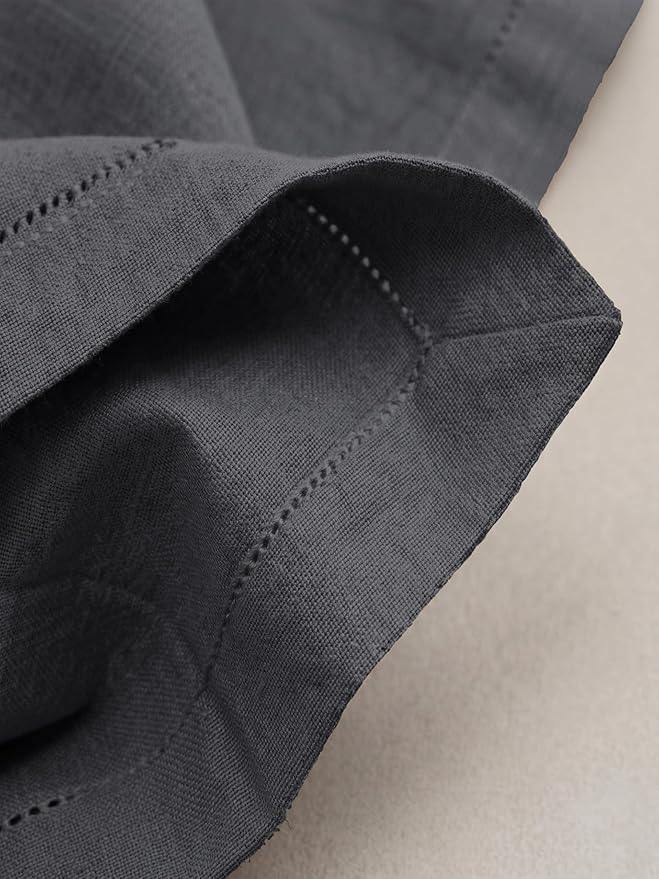 Palisa Charcoal Cotton Napkins Set of 4 | Premium Hemstitch Detailing Cloth Dinner Napkins 18x18 Inch | Soft Washable & Reusable Table Napkins for Everyday Use Weddings Parties Restaurants & Hotels