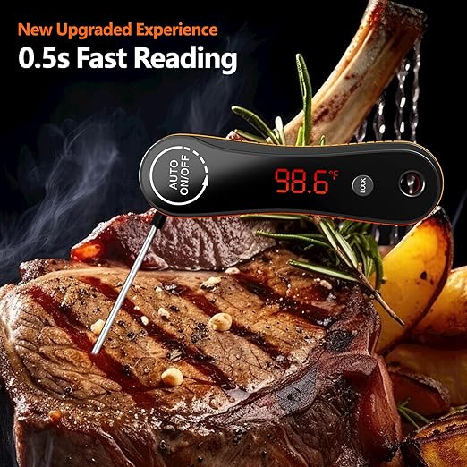 0.5 Sec Instant Read Meat Thermometer Digital, Digital Thermometer, Paysean Thermometer for Grilling, BBQ, Candy, Liquid, Beef, Gifts for Him Dad Men Birthday