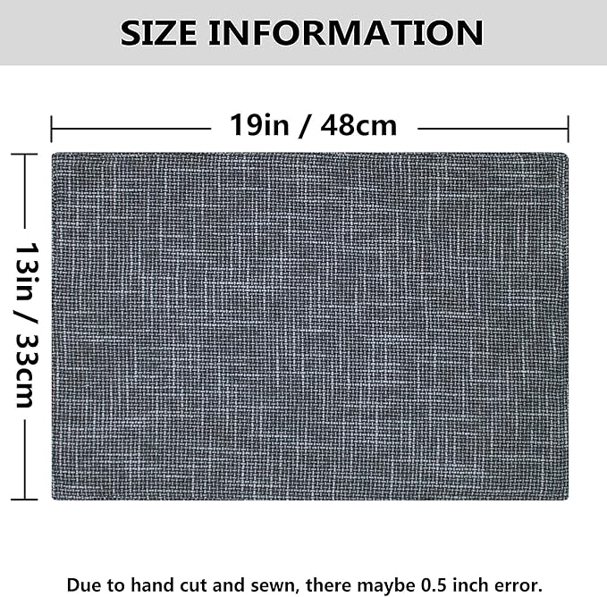 Kevin Textile Table Mats Set of 4 Heat Resistant Washable Placemats for Parties Buffet Dinner, 13 x 19 inches, Dark Grey