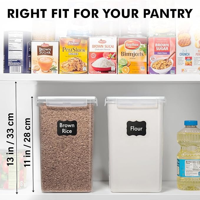 WHITE FEATHER SUPPLIES 2 PC [6.5L / 220 Oz] Large Food Storage Containers with Lids Airtight - BPA Free Clear Plastic Kitchen and Pantry Storage Containers, Bulk Storage for Cereal, Flour, Sugar, Rice