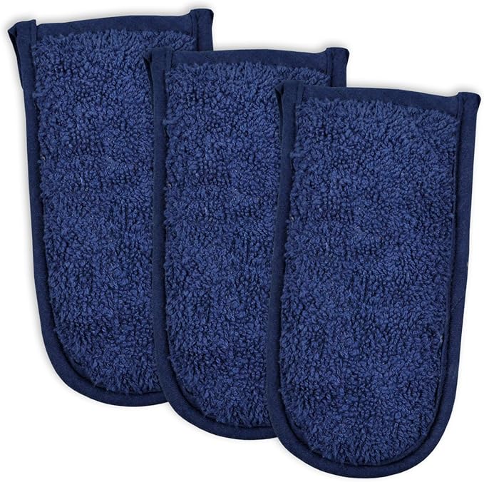 DII Basic Terry Collection Quilted 100% Cotton, Pan Handle, Nautical Blue, 3 Piece