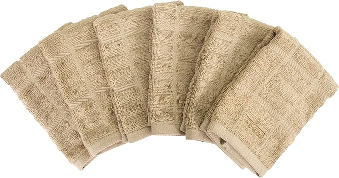 All-Clad Premium Solid Dish Cloth Set: Highly Absorbent, Super Soft - 100% Turkish Cotton Terry Looped, 13"x14" Dish Towels for Cleaning & Drying Dishes, Pan, Glassware, or Counter, 6-Pack, Cappuccino