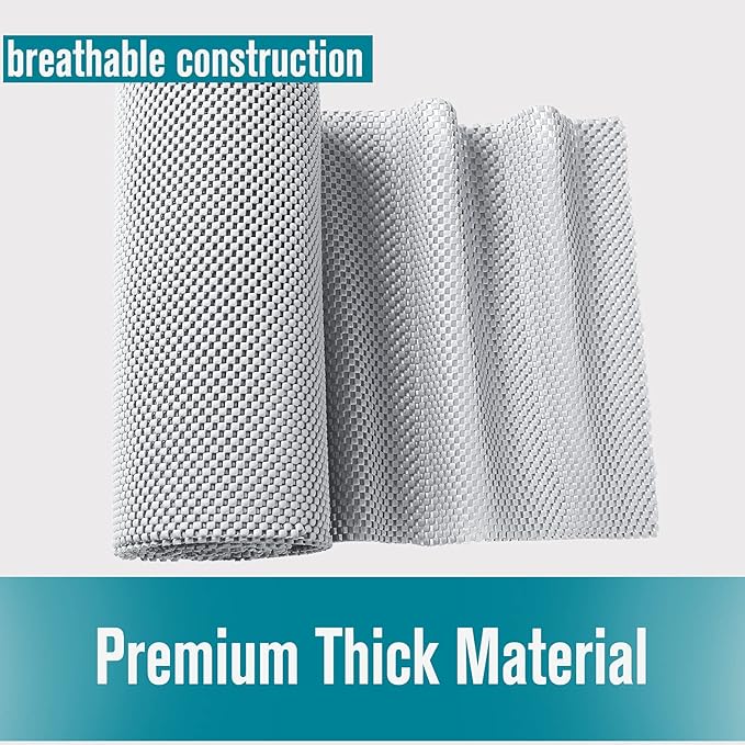 Shelf and Drawer Liner, Non-Adhesive Non Slip and Grip Durable Clean Pad Full Size 17.7 Inches x 20 Feet for Drawers, Shelves, Cabinets, Storage, Kitchen, Desks, Kitchenware, Tableware, Beige