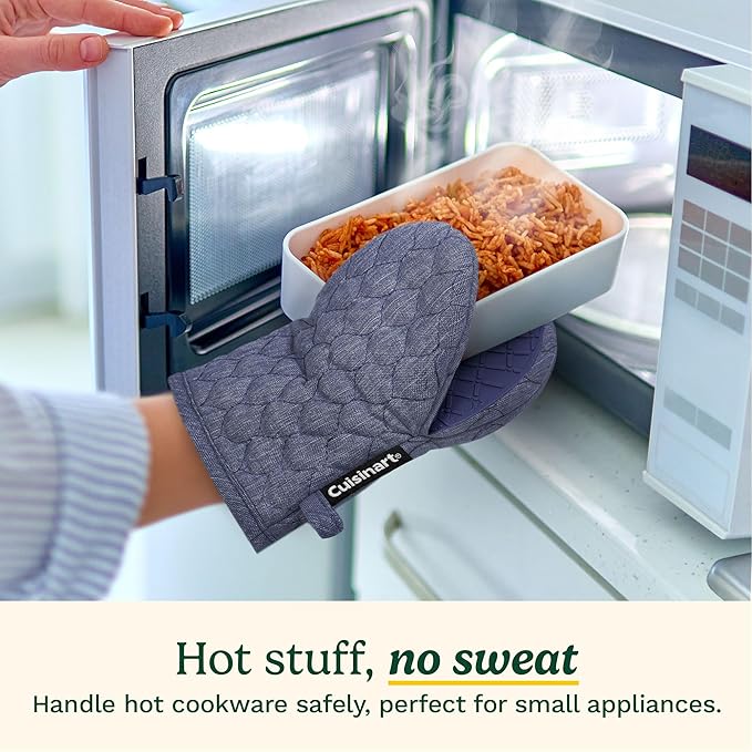 Cuisinart Silicone Mini Oven Mitts–5” x 8.5” Heat-Resistant Kitchen Mitts for Oven with Non-Slip 100% Silicone Palm, Cotton Filling, and Hanging Loop–Durable Oven Mitt Set for Cooking & Baking