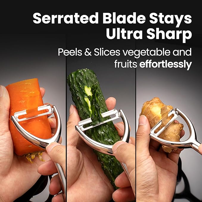 Vegetable Peeler, Premium Stainless Steel Potato Peeler, High Tensile Ultra Sharp Blade Fruit and Food Slicer, Y Shaped with Ergonomic Non-Slip Handle, Dishwasher Safe with 5 Years Warranty