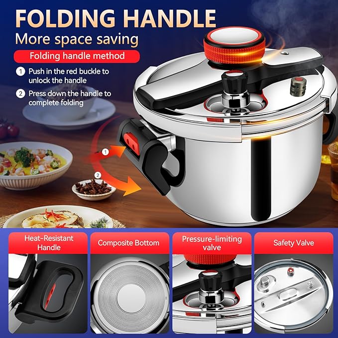 Pressure Cooker Small Stainless Steel 4.22 Quart, Olla De Presion, Stainless Steel Mini Pressure Cooker, Compatible with Induction and Gas Stovetops, Para Cocinar Panela De Pressao