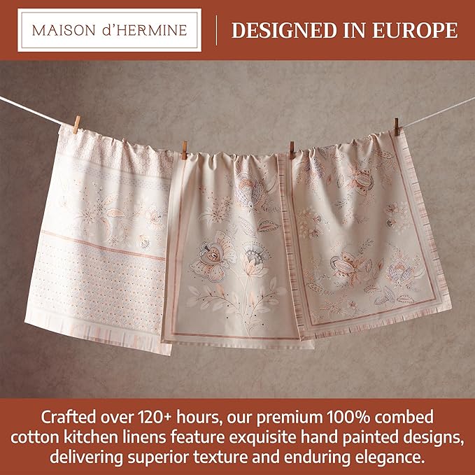 Maison d' Hermine Dish Cloth 100% Combed Cotton Premium Set of 3 Easter Dish Towels for Hotel Quality, Dining, Kitchen, Parties & Tea, Society Florals (20"x27.50")