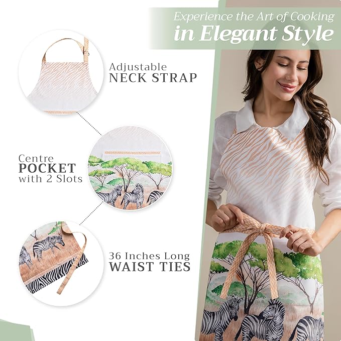 Maison d' Hermine 100% Cotton Apron for women with Pocket Kitchen Chef Apron for Men Cooking Mothers Day Gifts