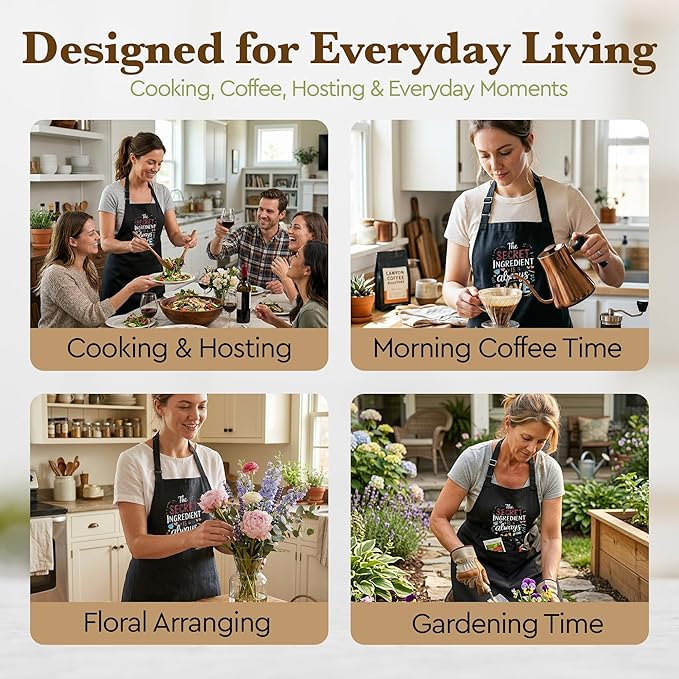 Baking Apron for Women Funny Cooking Apron, The Secret Ingredient Is Always Love Apron, Gift for Mom Wife Grandma, Kitchen Apron with 2 Pockets Adjustable,Kitchen Gift for Mother's Day, Birthday