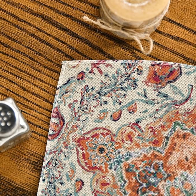 Artoid Mode Farmhouse Bohemian Wedge Shaped Placemats Set of 4, Seasonal Home Dining Table Mat for Round Table