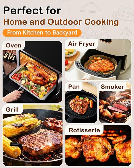 ±0.5°F Accuracy Shows Real-Time Temp Wireless Meat Thermometer: Smart 900ft Bluetooth Keeps Connection Across Wall - Meat Probe Withstands Max 572°F Heat Oven Safe Easy Setup App for BBQ Smoker Grill